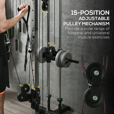 SPORTNOW Wall Mount Cable Machine, 15 Positions Adjustable Cable Crossover Machine Dual Pulley System for Home Gym 