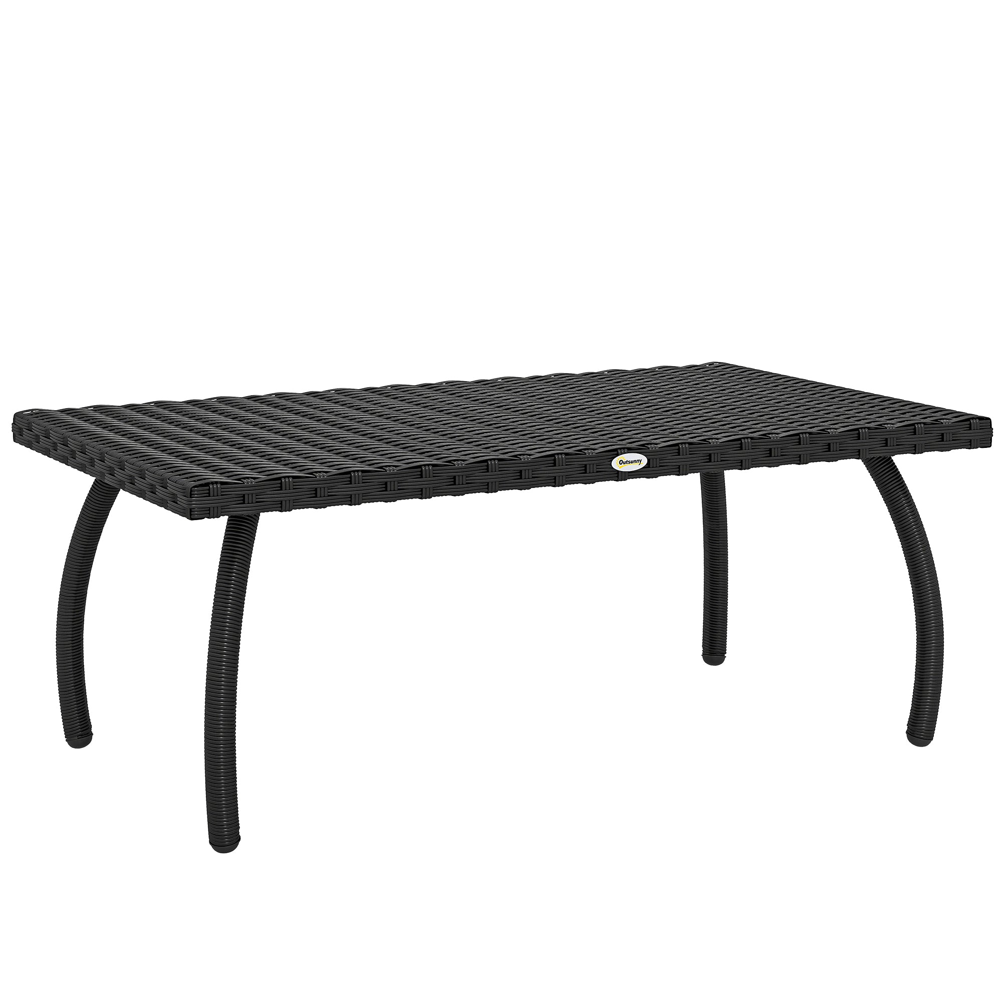 Outsunny PE Wicker Rattan Garden Coffee Table - Black 