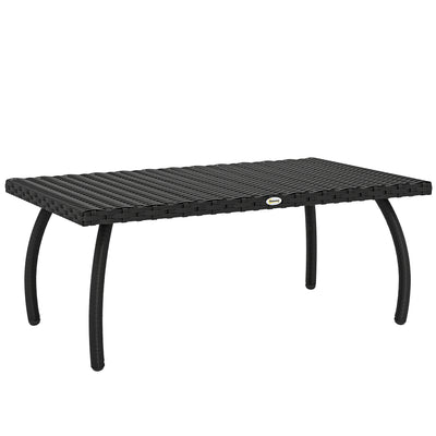 Outsunny PE Wicker Rattan Garden Coffee Table - Black 