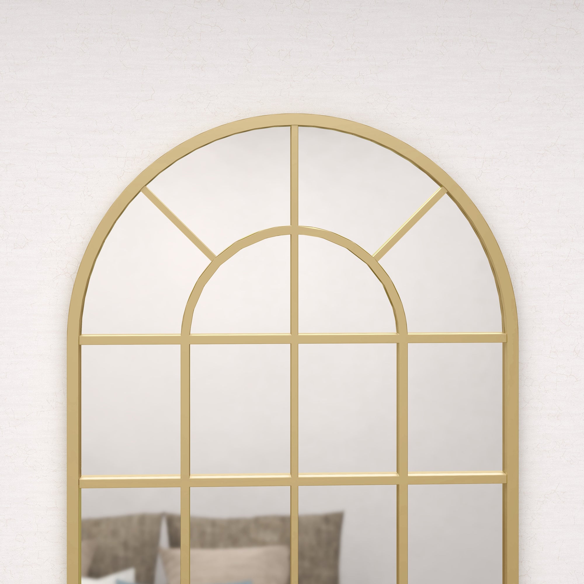 HOMCOM 110 x 65 cm Arched Decorative Wall Mirror for Bedroom Living Room, Modern Window Bathroom Mirror for Home Decor 