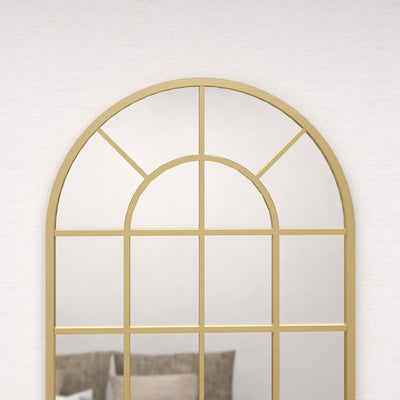 HOMCOM 110 x 65 cm Arched Decorative Wall Mirror for Bedroom Living Room, Modern Window Bathroom Mirror for Home Decor 