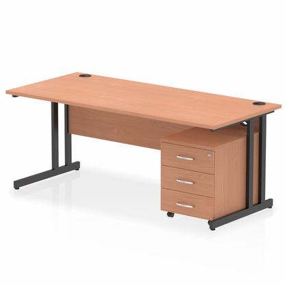 Impulse 1800mm Cantilever Straight Desk With Mobile Pedestal