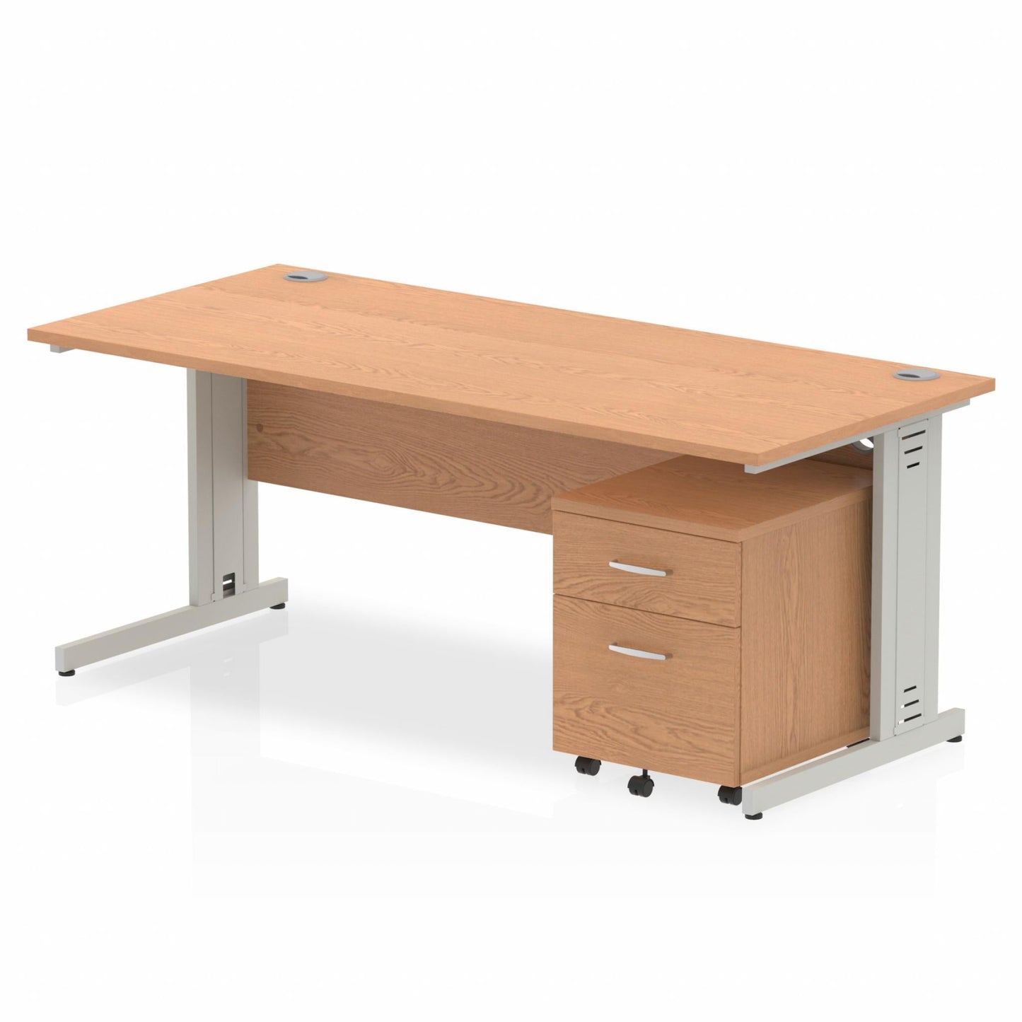 Impulse 1800mm Cable Managed Straight Desk With Mobile Pedestal