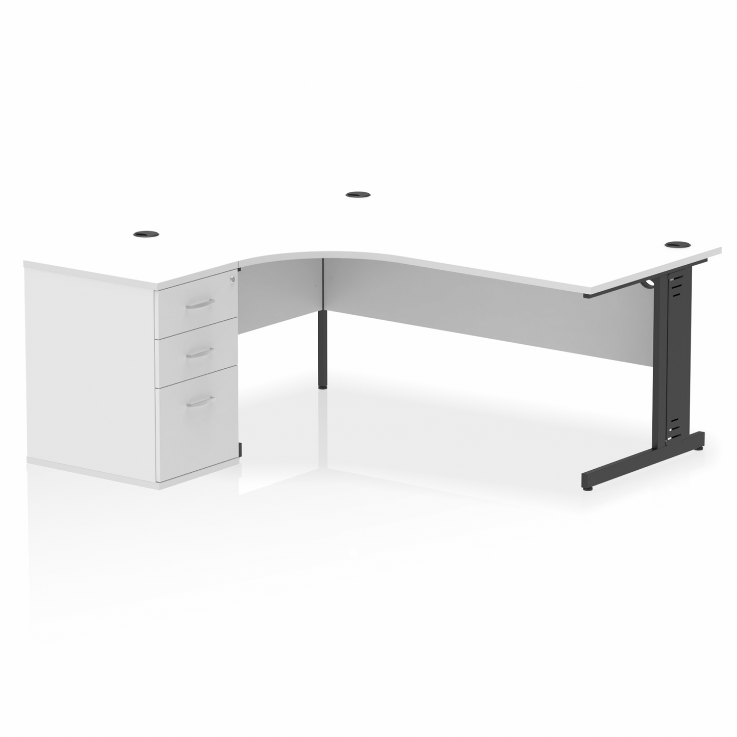 Impulse 1800mm Cable Managed Left Crescent Desk Workstation