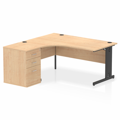 Impulse 1600mm Cable Managed Left Crescent Desk Workstation