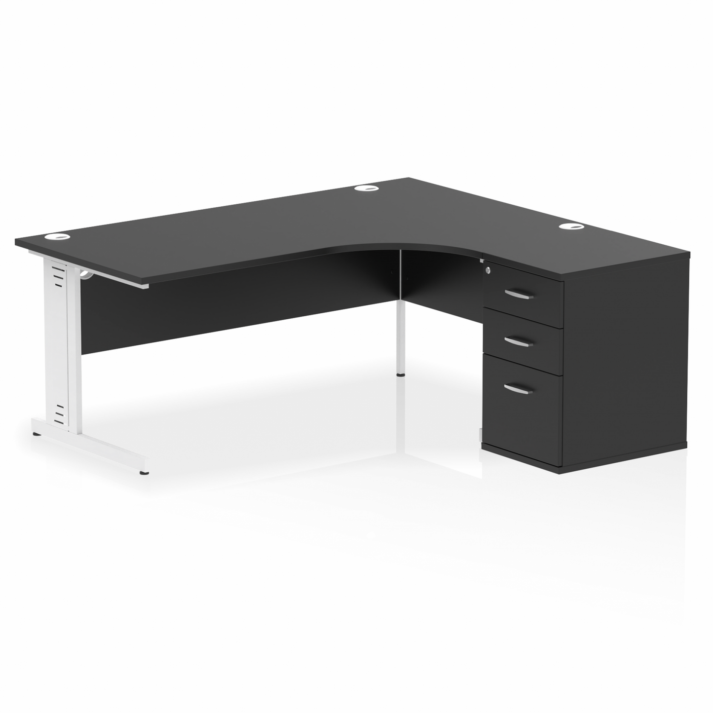 Impulse 1800mm Cable Managed Right Crescent Desk Workstation