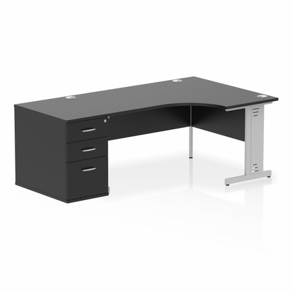 Impulse 1600mm Cable Managed Right Crescent Desk Workstation