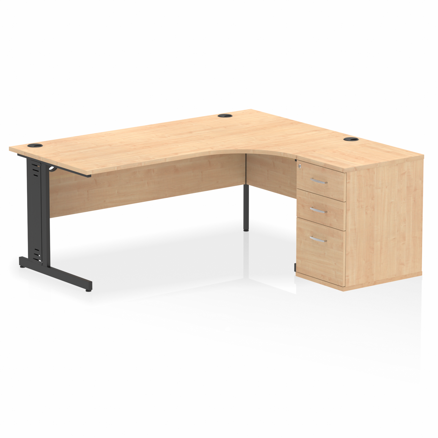 Impulse 1800mm Cable Managed Right Crescent Desk Workstation