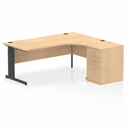 Impulse 1800mm Cable Managed Right Crescent Desk Workstation