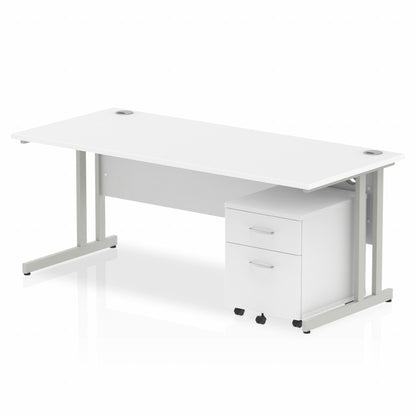 Impulse 1800mm Cantilever Straight Desk With Mobile Pedestal