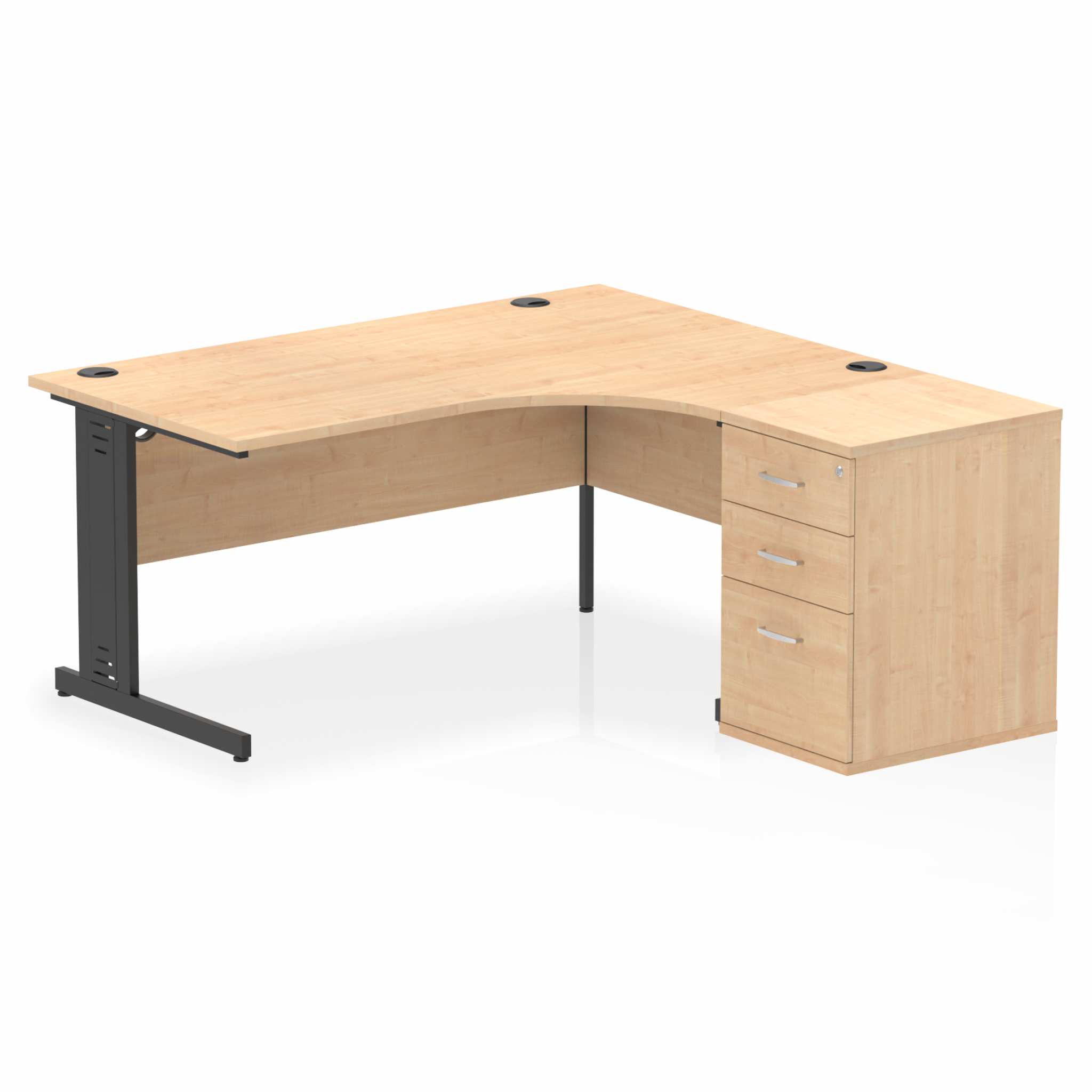 Impulse 1600mm Cable Managed Right Crescent Desk Workstation