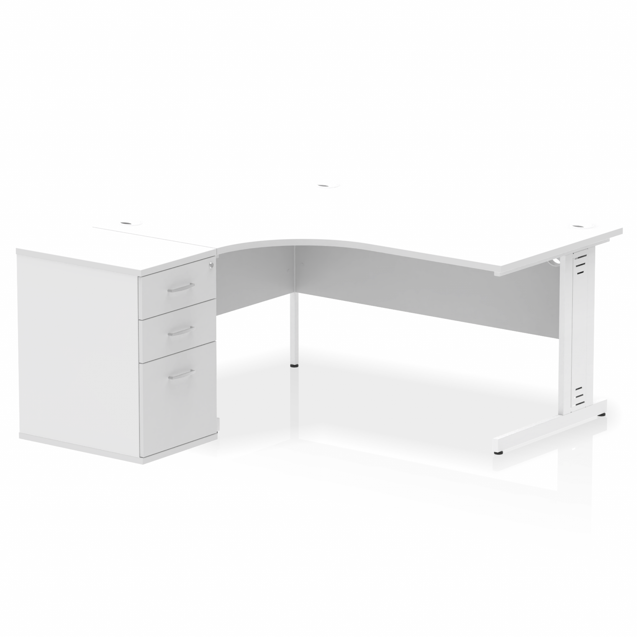 Impulse 1600mm Cable Managed Left Crescent Desk Workstation