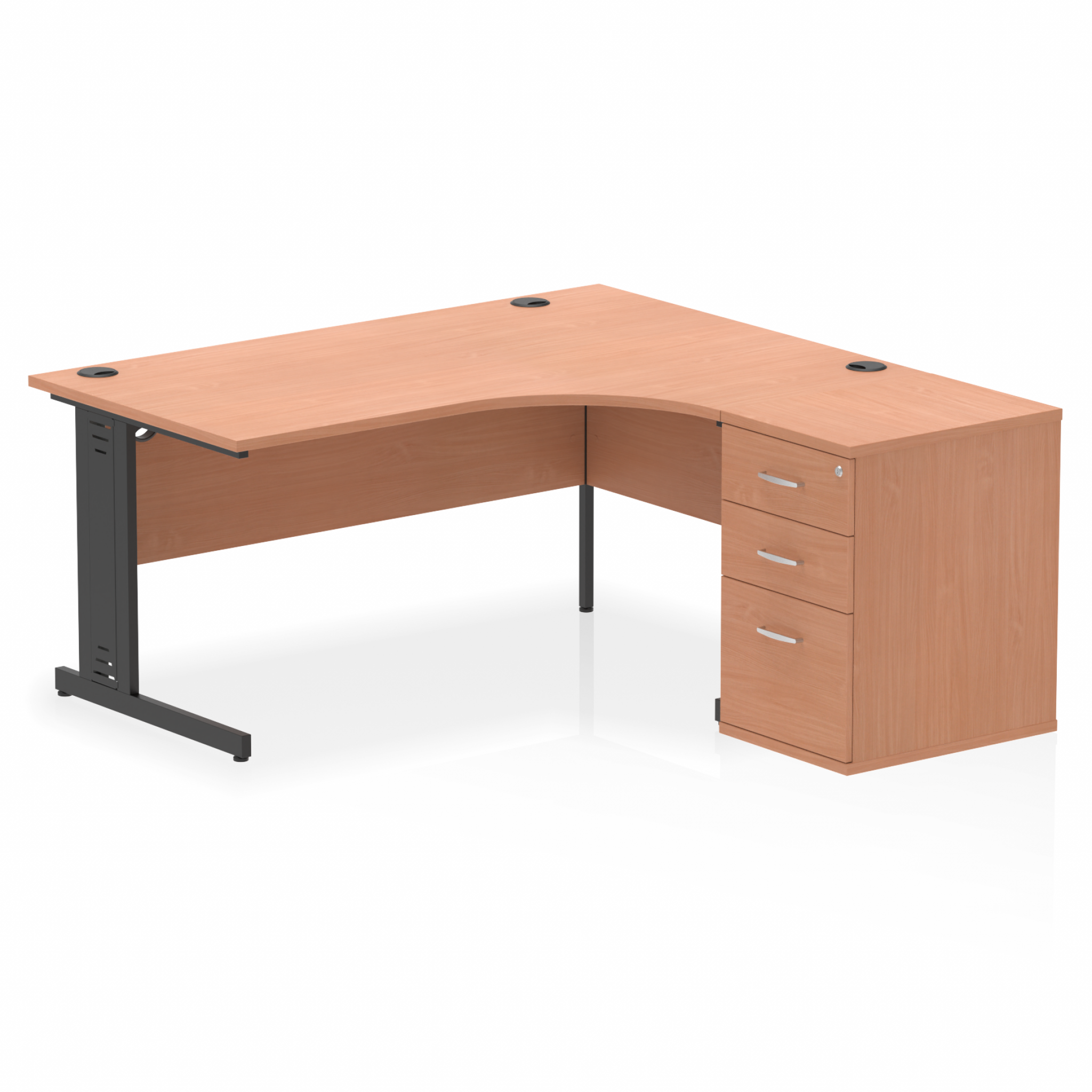 Impulse 1600mm Cable Managed Right Crescent Desk Workstation