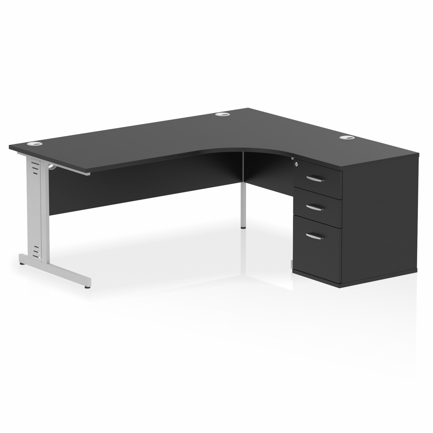 Impulse 1800mm Cable Managed Right Crescent Desk Workstation