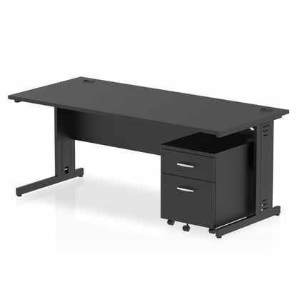 Impulse 1800mm Cable Managed Straight Desk With Mobile Pedestal