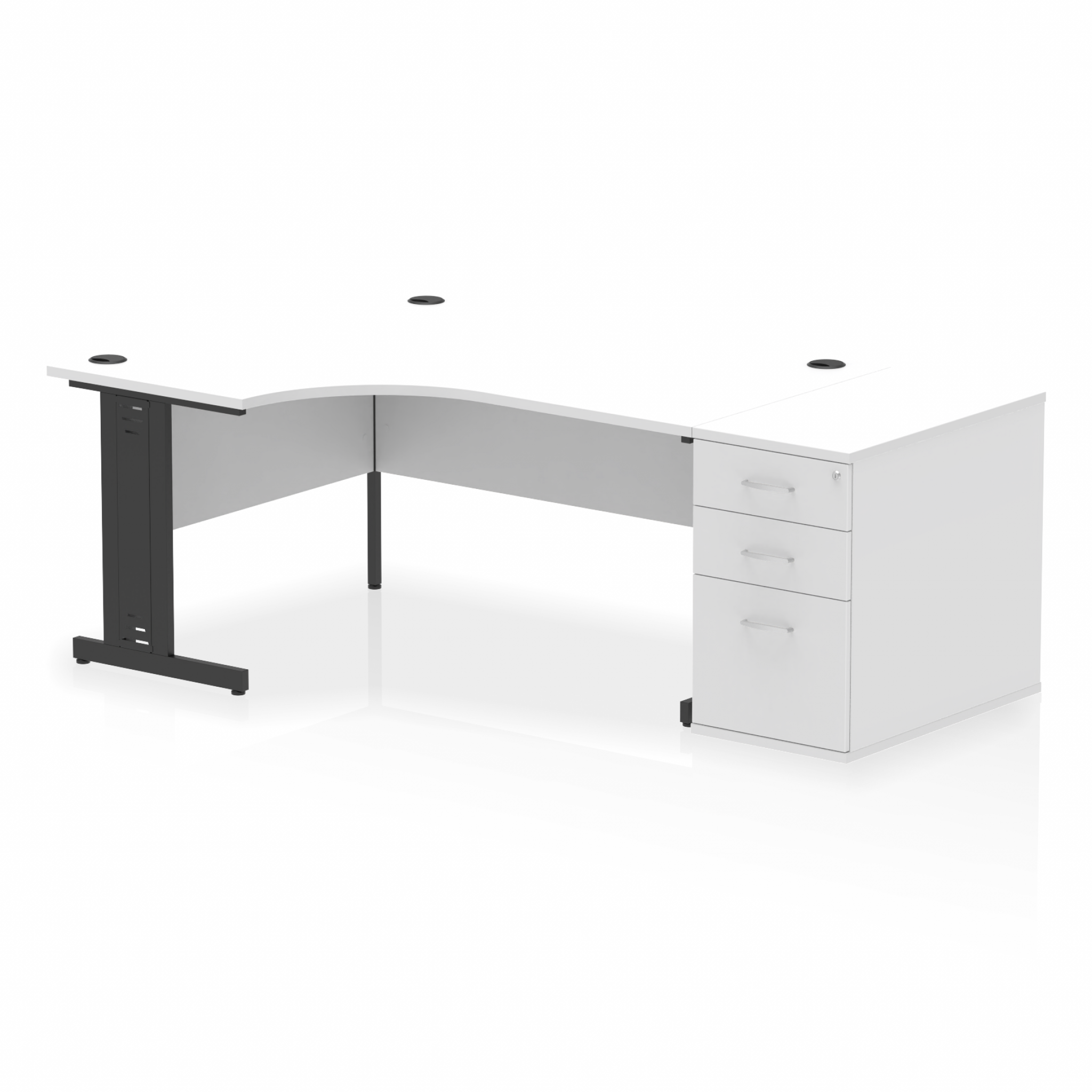 Impulse 1600mm Cable Managed Left Crescent Desk Workstation