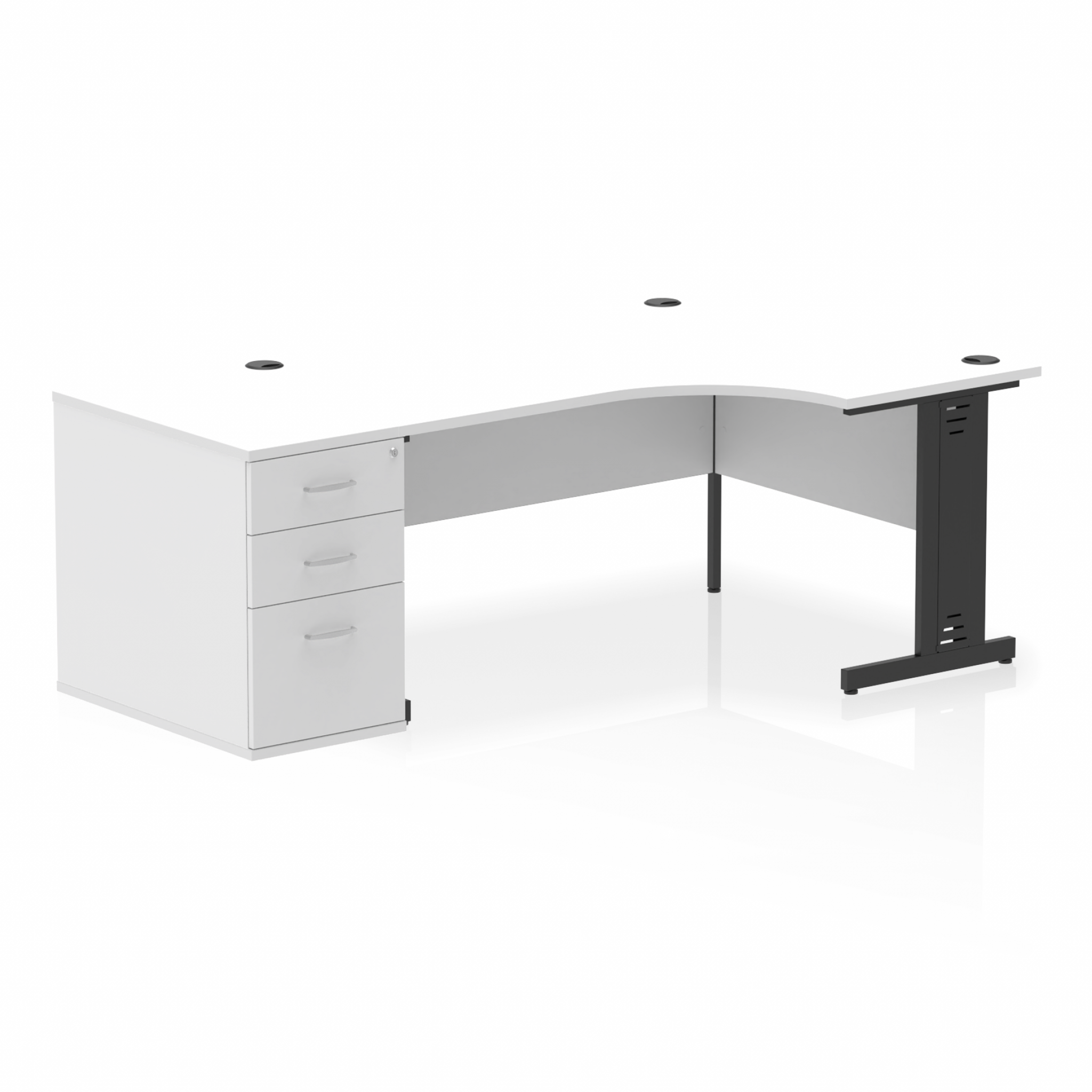 Impulse 1600mm Cable Managed Right Crescent Desk Workstation