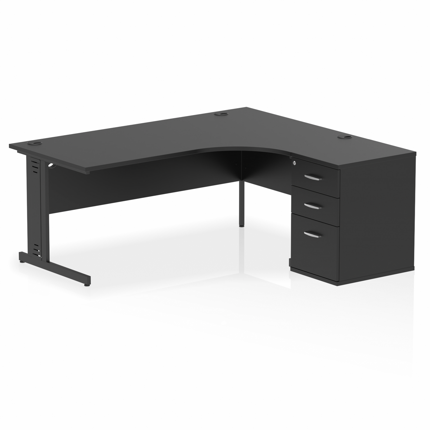 Impulse 1800mm Cable Managed Right Crescent Desk Workstation