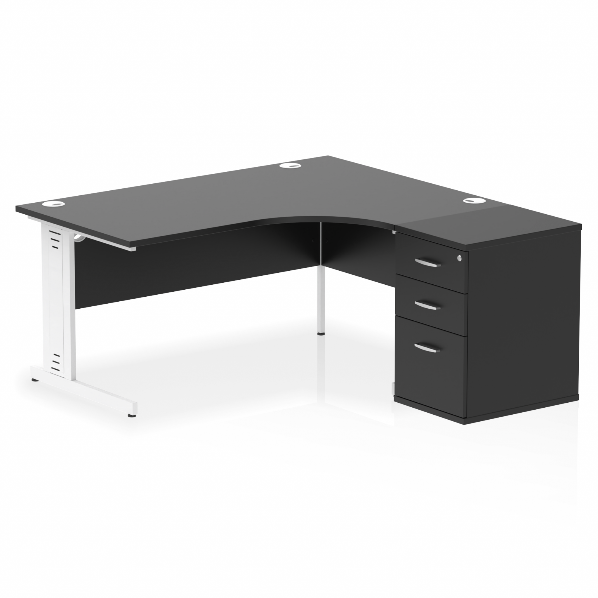 Impulse 1600mm Cable Managed Right Crescent Desk Workstation