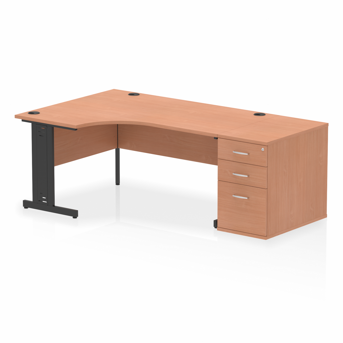 Impulse 1600mm Cable Managed Left Crescent Desk Workstation