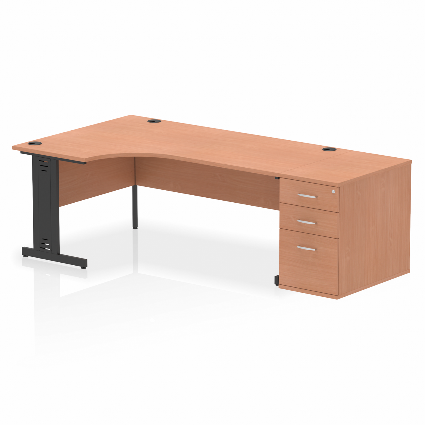 Impulse 1800mm Cable Managed Left Crescent Desk Workstation