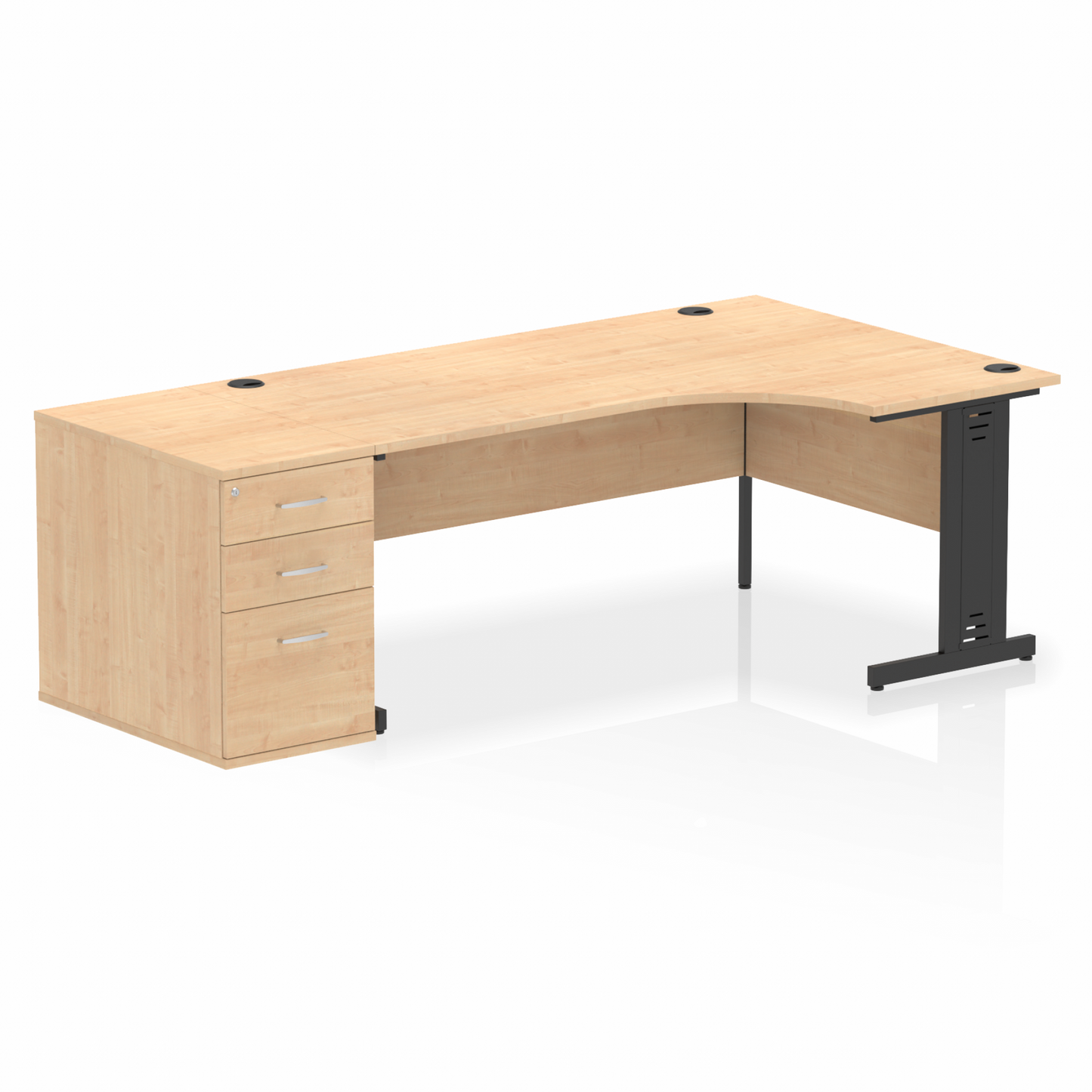 Impulse 1800mm Cable Managed Right Crescent Desk Workstation