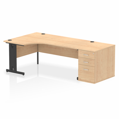 Impulse 1800mm Cable Managed Left Crescent Desk Workstation