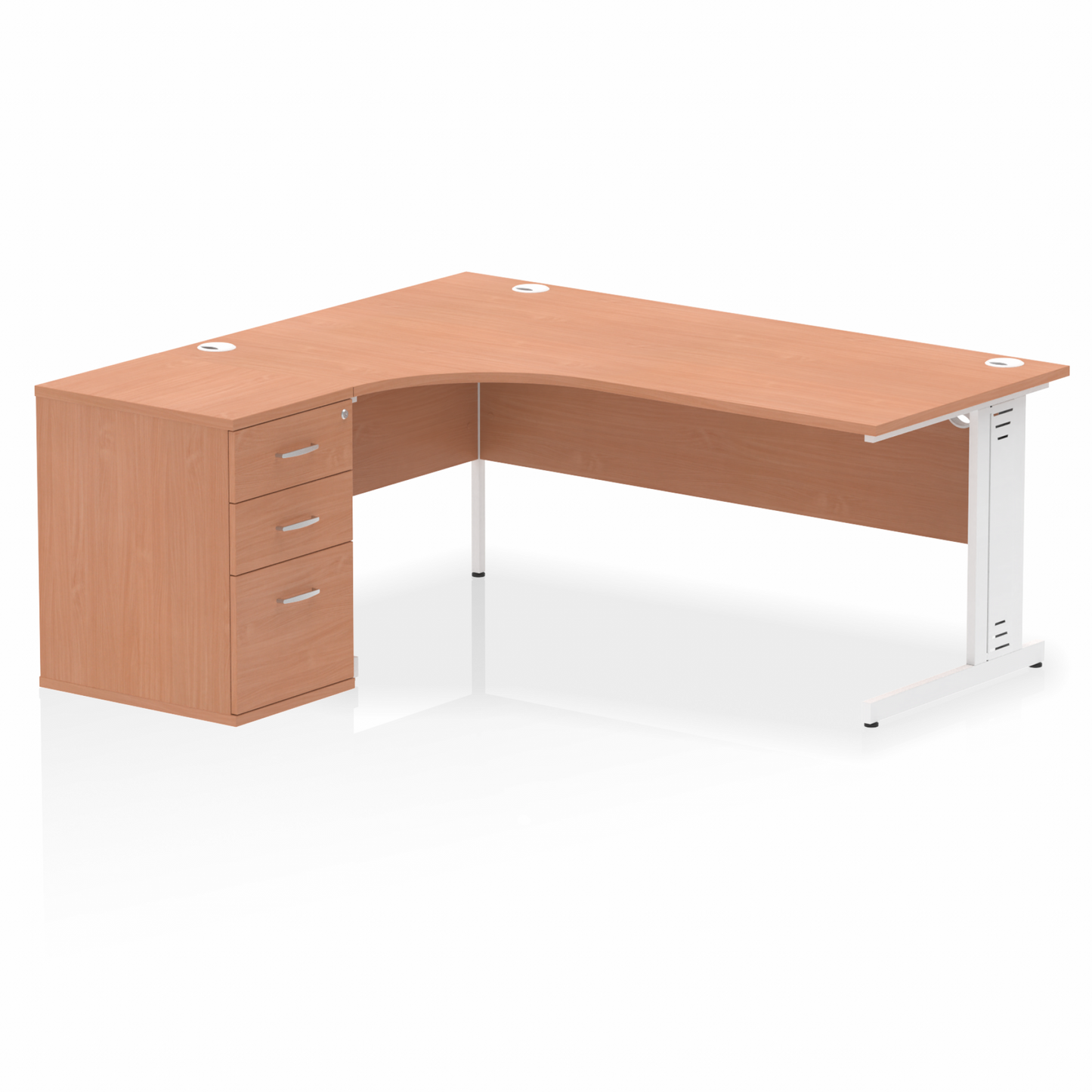 Impulse 1800mm Cable Managed Left Crescent Desk Workstation