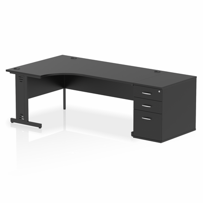 Impulse 1800mm Cable Managed Left Crescent Desk Workstation