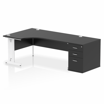 Impulse 1800mm Cable Managed Left Crescent Desk Workstation