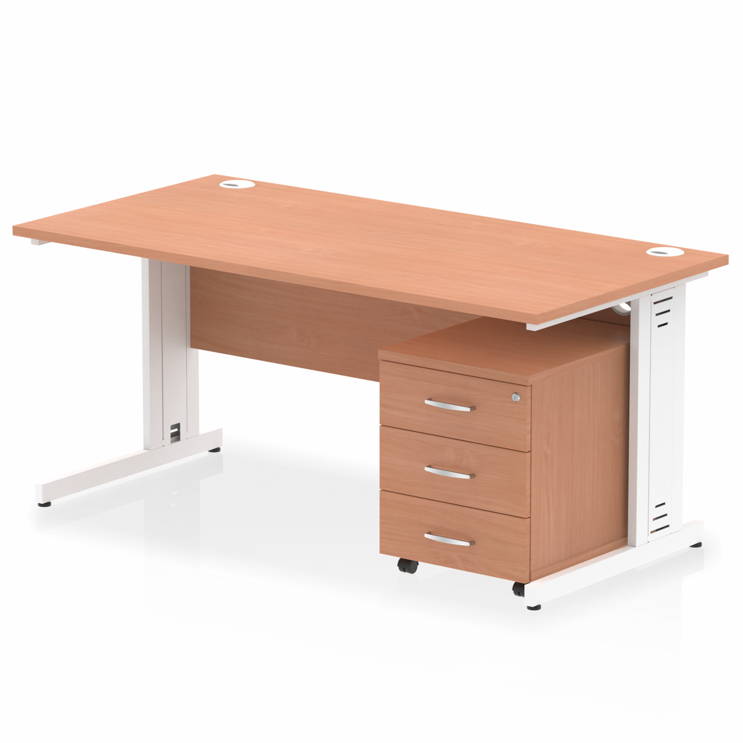 Impulse 1600mm Cable Managed Straight Desk With Mobile Pedestal