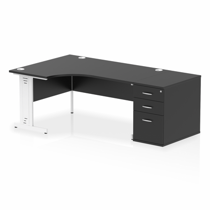 Impulse 1600mm Cable Managed Left Crescent Desk Workstation