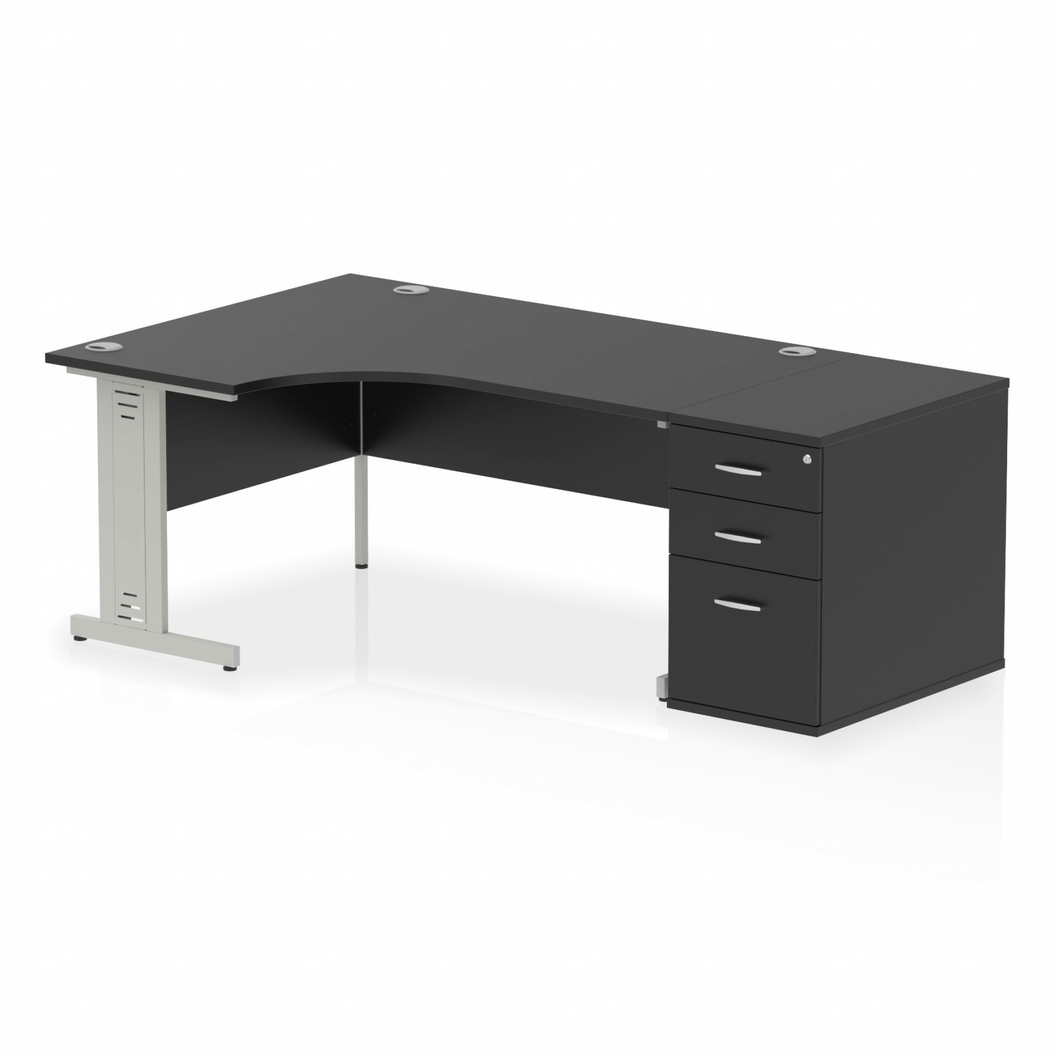 Impulse 1600mm Cable Managed Left Crescent Desk Workstation