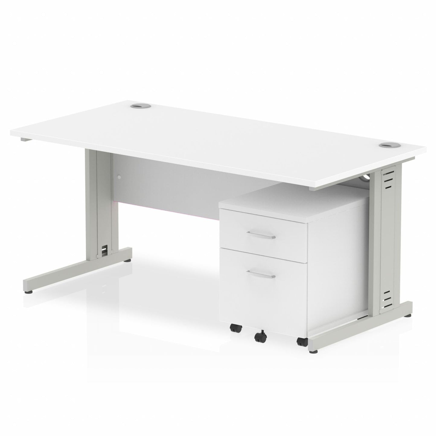 Impulse 1600mm Cable Managed Straight Desk With Mobile Pedestal