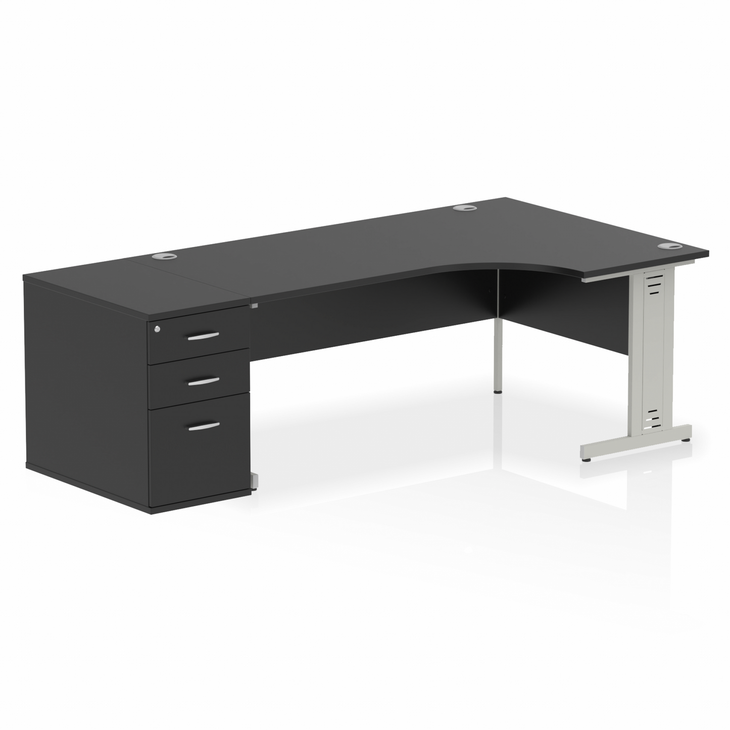 Impulse 1800mm Cable Managed Right Crescent Desk Workstation