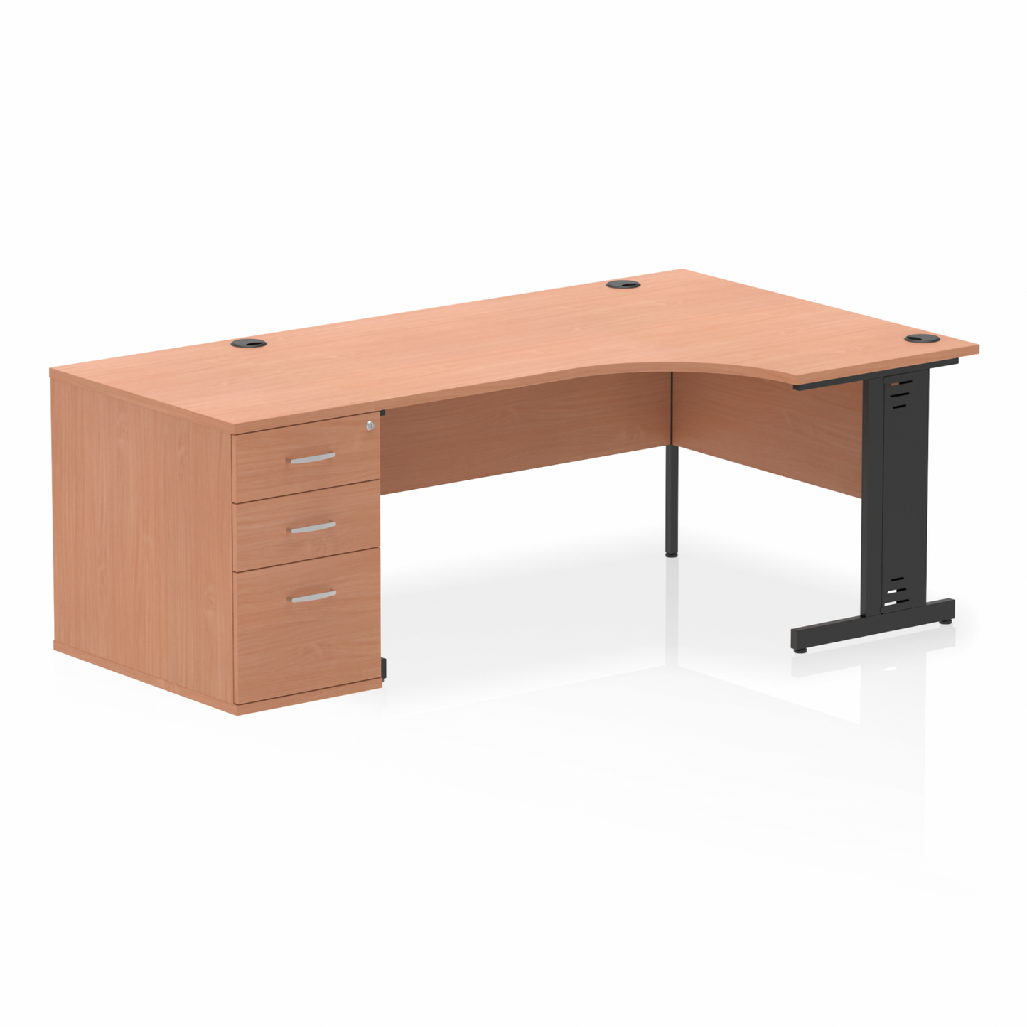 Impulse 1600mm Cable Managed Right Crescent Desk Workstation