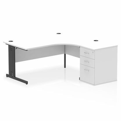 Impulse 1600mm Cable Managed Right Crescent Desk Workstation