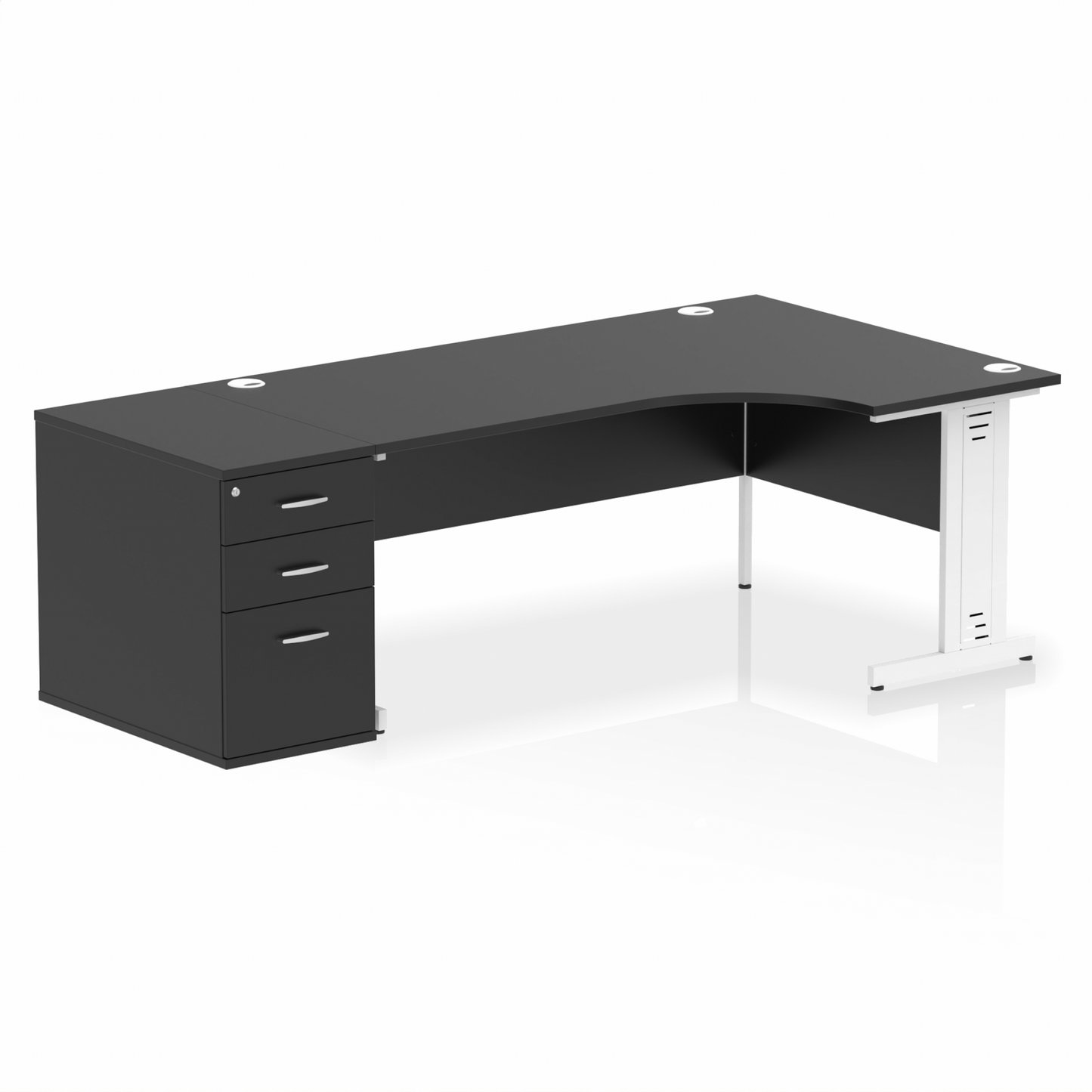 Impulse 1800mm Cable Managed Right Crescent Desk Workstation