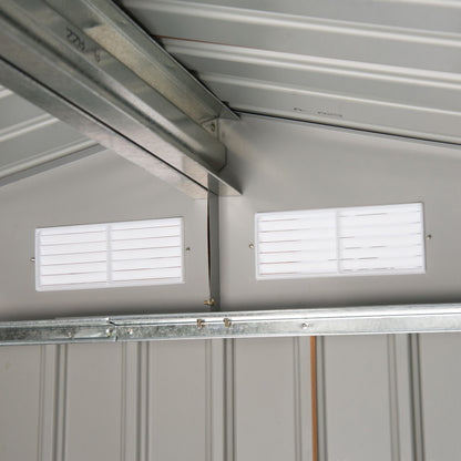 Outsunny 7 x 4ft Lockable Metal Garden Tool Storage Shed Storage - Light Brown 