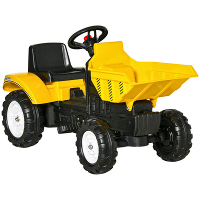 HOMCOM Kids Ride on Tractor No Power Pedal Go Kart with Manual Control Bucket for 3-6 Years Old 