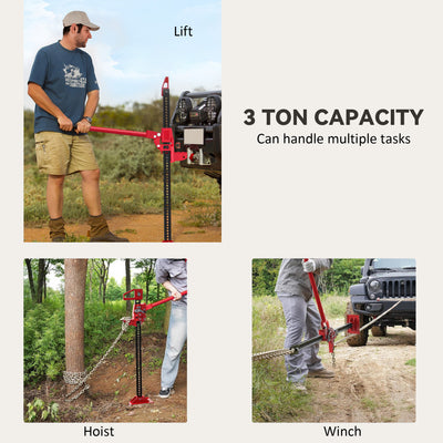 HOMCOM 3 Tonne Farm Jack, 33" High Lift Jack for 4x4 Tractors Trucks Agricultural Lifting, Red 