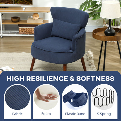 HOMCOM Corduroy Retro Accent Chair - Blue 