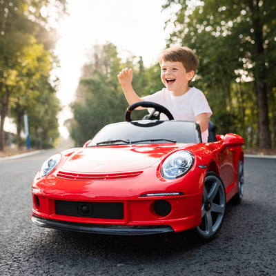 AIYAPLAY Kids Electric Car, 12V Licensed RUF GT Ride on Car with Suspension, Remote Control, Music, for 3-5 Years, Red 