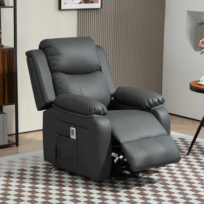 HOMCOM Electric Power Lift Recliner Chair Vibration Massage Reclining Chair with Remote Control and Side Pocket, Dark Grey 
