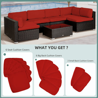 Outsunny Set of 14 Outdoor Cushion Covers - Red 