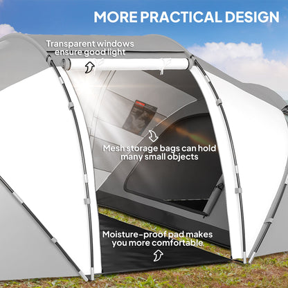 Outsunny 4-6 Man UV Protection Camping Tent - Charcoal Grey and White 