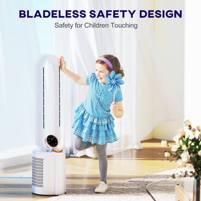 HOMCOM Multi-Mode Bladeless Tower Fan and Humidifier - White 