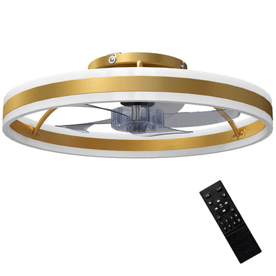 HOMCOM Ceiling Fan with Light and Remote, LED Mount Ceiling Fan with 3 Colour Temperatures, 6 Speed, 50 cm, Gold Tone 