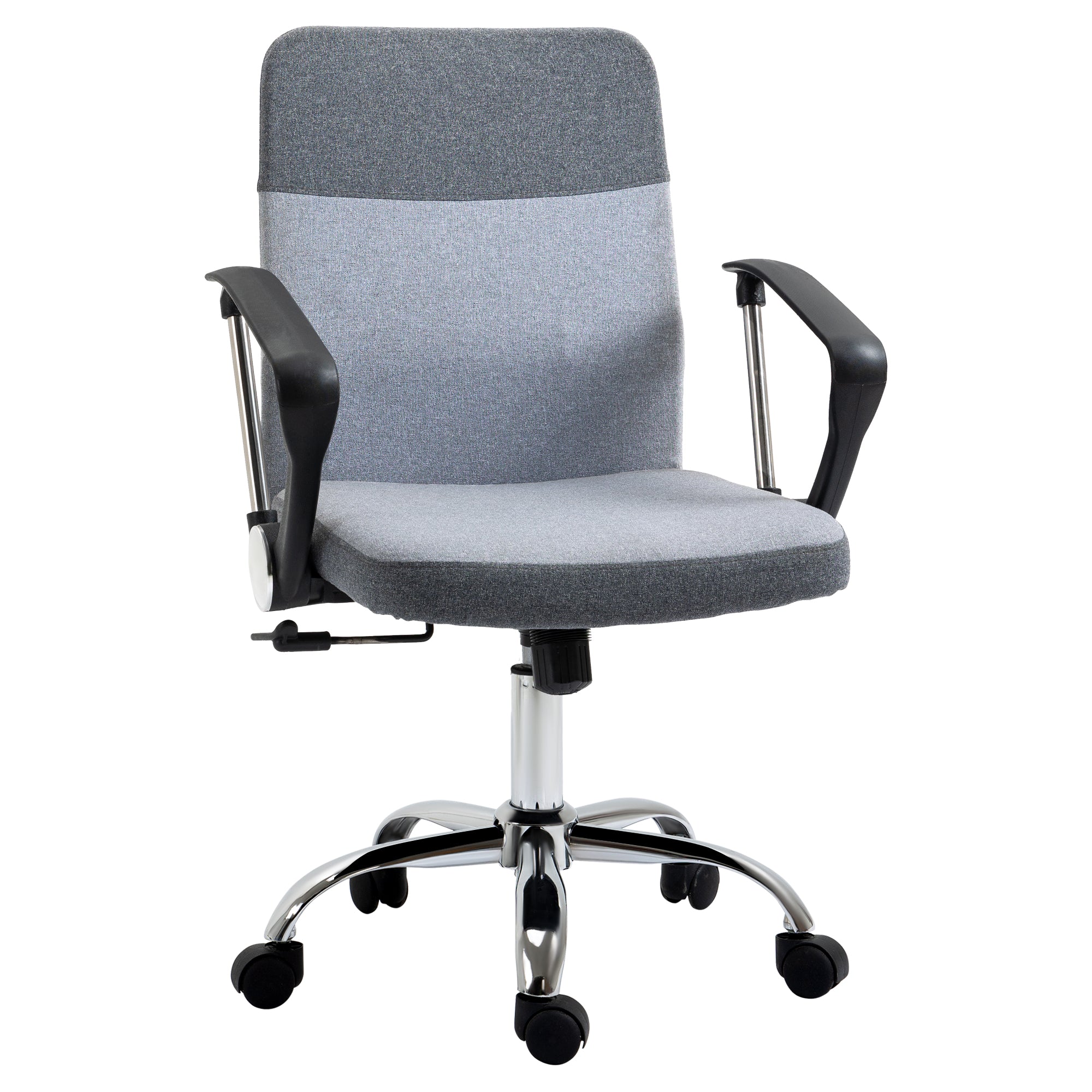 Vinsetto Office Chair Linen Fabric Swivel Computer Desk Chair Home Study Adjustable Chair with Wheels, Grey 