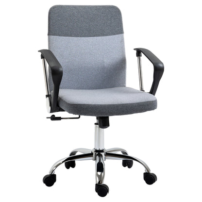 Vinsetto Office Chair Linen Fabric Swivel Computer Desk Chair Home Study Adjustable Chair with Wheels, Grey 